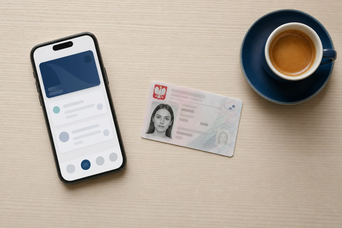 Smartfon, dowód osobisty i kawa na biurku — pożyczki bez sprawdzania zdolności kredytowej u pożyczkodawców pozabankowych.