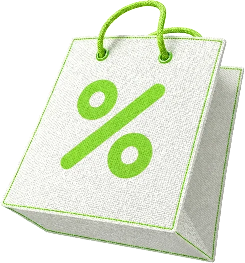 Torba zakupowa z symbolem procenta, Instant Cashback i Strefa Nagród w aplikacji ZEN.